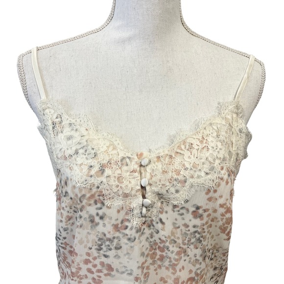 Abercrombie & Fitch Tops - Abercrombie & Fitch Camisole Women S Cream Animal Print Lace Trim Boho Romantic